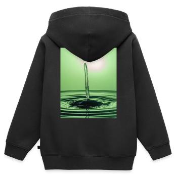 Grüne Flüssigkeit Zusammenfassung - Kinder Premium Organic Zip Hoodie - Schwarz - Hinten - AI Model Kid Male (0cm)
