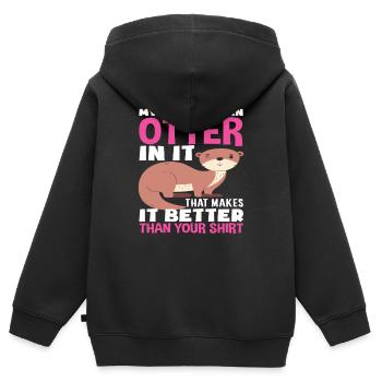 Mein Shirt Hat Einen Otter Seeotter Cartoon - Kinder Premium Organic Zip Hoodie - Schwarz - Hinten - AI Model Kid Male (0cm)
