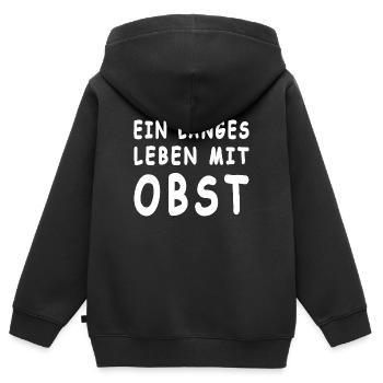 Fruit - Sweat Premium à capuche zippé enfant bio - noir - Dos - AI Model Kid Male (0cm)