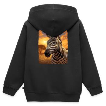 Zebras Zebra - Kinder Premium Organic Zip Hoodie - Schwarz - Hinten - AI Model Kid Male (0cm)