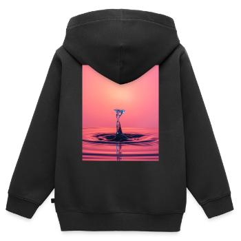 Éclaboussure abstraite liquide - Sweat Premium à capuche zippé enfant bio - noir - Dos - AI Model Kid Male (0cm)