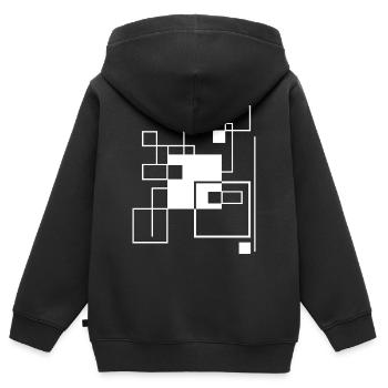 Geometrische Gitterlinie Mosaik-Komposition - Kinder Premium Organic Zip Hoodie - Schwarz - Hinten - AI Model Kid Male (0cm)