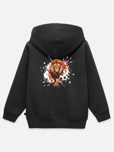 Löwe Fussball Team - Kinder Premium Organic Zip Hoodie - Schwarz
