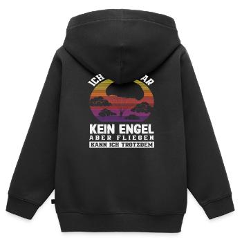 Lustiger Fallschirmspringer Adrenalinjunkie Engel - Kinder Premium Organic Zip Hoodie - Schwarz - Hinten - AI Model Kid Male (0cm)
