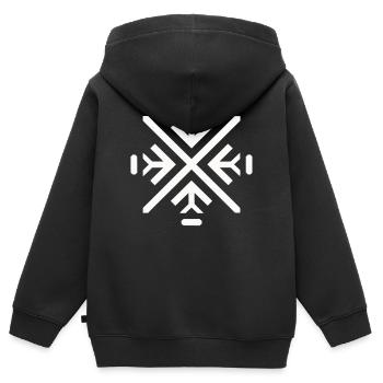Schlanke geometrische Flocke - Kinder Premium Organic Zip Hoodie - Schwarz - Hinten - AI Model Kid Male (0cm)