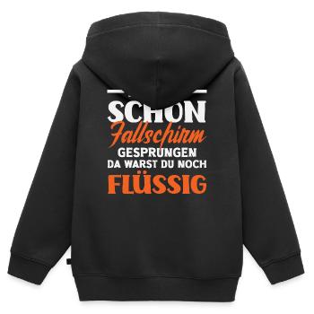 Alter Lustiger Fallschirmspringer Adrenalinjunkie - Kinder Premium Organic Zip Hoodie - Schwarz - Hinten - AI Model Kid Male (0cm)