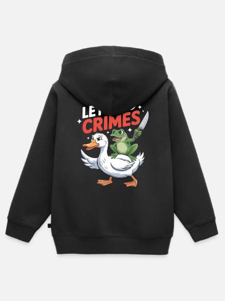 Lets do Crimes - Morsom frosk og gås T-skjorte - Hettegenser Premium med glidelås barn økologisk - svart