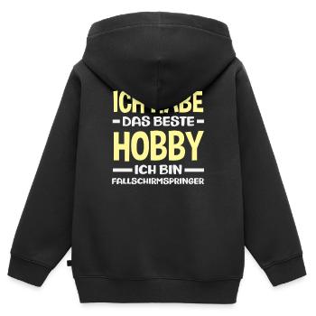 Lustiger Fallschirmspringer Adrenalinjunkie Hobby - Kinder Premium Organic Zip Hoodie - Schwarz - Hinten - AI Model Kid Male (0cm)