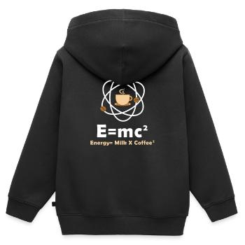 E=mc² Physicien drôle disant la physique du café - Sweat Premium à capuche zippé enfant bio - noir - Dos - AI Model Kid Male (0cm)