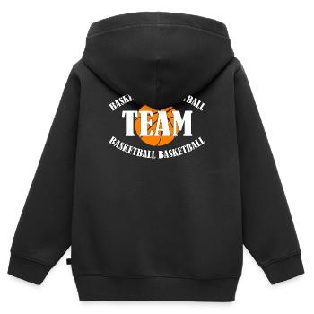 Équipe de basket-ball - Sweat Premium à capuche zippé enfant bio - noir - Dos - AI Model Kid Male (0cm)