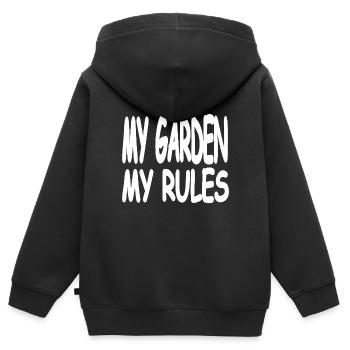 Garten - Kinder Premium Organic Zip Hoodie - Schwarz - Hinten - AI Model Kid Male (0cm)