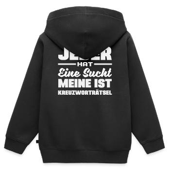 Kreuzworträtsel Sucht Lustiger Rätsel Humor - Kinder Premium Organic Zip Hoodie - Schwarz - Hinten - AI Model Kid Male (0cm)