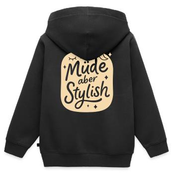 Müde aber stylish – Lustig Design für Morgenmuffel - Kinder Premium Organic Zip Hoodie - Schwarz - Hinten - AI Model Kid Male (0cm)