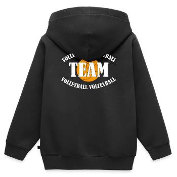 Équipe de volley-ball - Sweat Premium à capuche zippé enfant bio - noir - Dos - AI Model Kid Male (0cm)