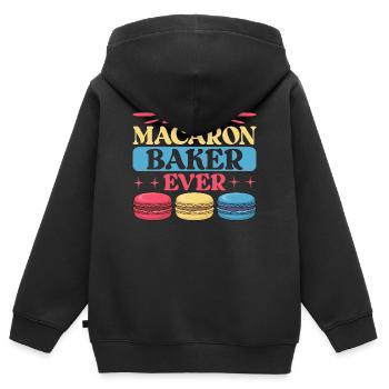 Macaron Desserts Français - Sweat Premium à capuche zippé enfant bio - noir - Dos - AI Model Kid Male (0cm)