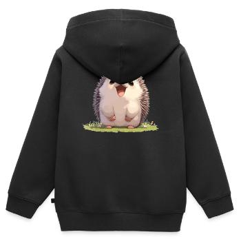 Igel - Kinder Premium Organic Zip Hoodie - Schwarz - Hinten - AI Model Kid Male (0cm)