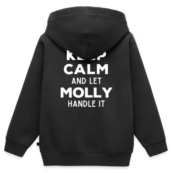 Restez calme, laissez Molly régler le problème. Drôle de dicton - Sweat Premium à capuche zippé enfant bio - noir - Dos - AI Model Kid Male (0cm)