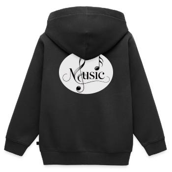 Police musicale avec ornement musical - Sweat Premium à capuche zippé enfant bio - noir - Dos - AI Model Kid Male (0cm)