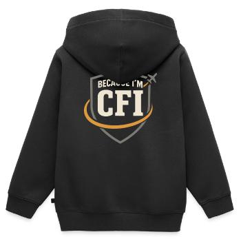 Instructeur de vol Cfi Pilote Instructeur d’aviation - Sweat Premium à capuche zippé enfant bio - noir - Dos - AI Model Kid Male (0cm)