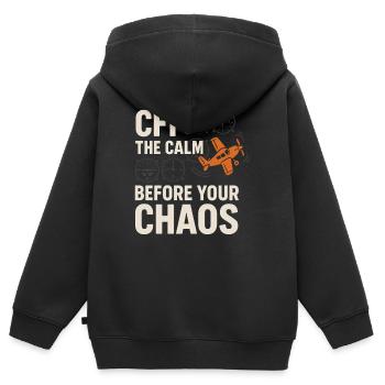 Instructeur de vol Cfi Pilote Instructeur d’aviation - Sweat Premium à capuche zippé enfant bio - noir - Dos - AI Model Kid Male (0cm)