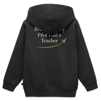 Instructeur de vol Cfi Pilote Instructeur d’aviation - Sweat Premium à capuche zippé enfant bio - noir - Dos - AI Model Kid Male (0cm)