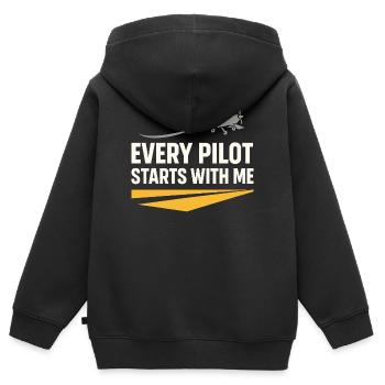 Instructeur de vol Cfi Pilote Instructeur d’aviation - Sweat Premium à capuche zippé enfant bio - noir - Dos - AI Model Kid Male (0cm)