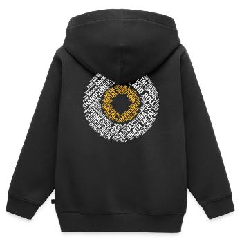 Typografische Vinyl-Schallplatte mit Hardcore-Musikstilen - Kinder Premium Organic Zip Hoodie - Schwarz - Hinten - AI Model Kid Male (0cm)
