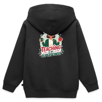 Lehrerin Weihnachten – Unterrichten Superkraft - Kinder Premium Organic Zip Hoodie - Schwarz - Hinten - AI Model Kid Male (0cm)