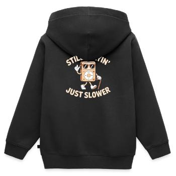 Toujours en train de jouer, juste plus lentement - T-Shirt Drôle - Sweat Premium à capuche zippé enfant bio - noir - Dos - AI Model Kid Male (0cm)