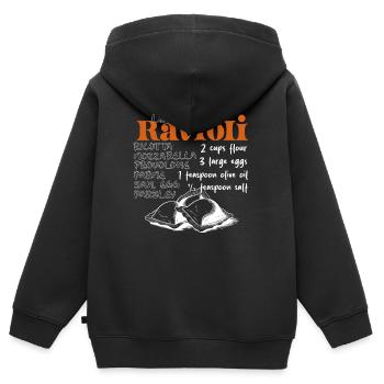 Raviolis - La recette - Sweat Premium à capuche zippé enfant bio - noir - Dos - AI Model Kid Male (0cm)