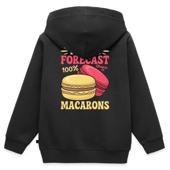 Macaron Desserts Français - Sweat Premium à capuche zippé enfant bio - noir - Dos - AI Model Kid Male (0cm)