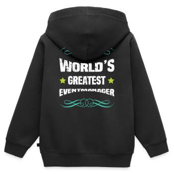 Le plus grand gestionnaire d’événements au monde - Sweat Premium à capuche zippé enfant bio - noir - Dos - AI Model Kid Male (0cm)