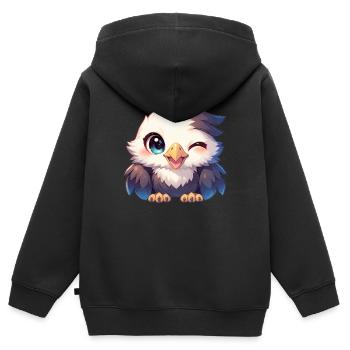 Adler - Kinder Premium Organic Zip Hoodie - Schwarz - Hinten - AI Model Kid Male (0cm)