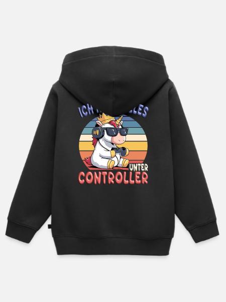 der könig will zocken - Kinder Premium Organic Zip Hoodie - Schwarz