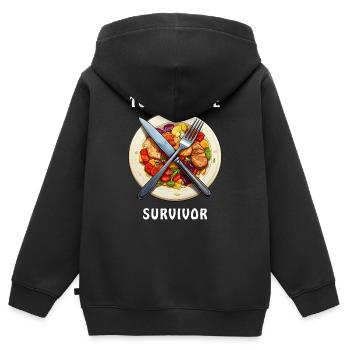 SPEISETELLER Tummy Ache Survivor - Kinder Premium Organic Zip Hoodie - Schwarz - Hinten - AI Model Kid Male (0cm)