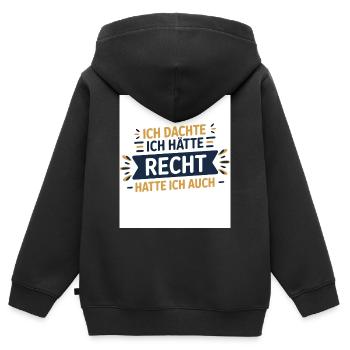 Ich dachte, ich hätte Recht – Hatte ich auch! - Kinder Premium Organic Zip Hoodie - Schwarz - Hinten - AI Model Kid Male (0cm)
