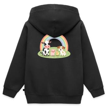 Animals Are Friends Pastell Farm Bauernhof Design - Kinder Premium Organic Zip Hoodie - Schwarz - Hinten - AI Model Kid Male (0cm)