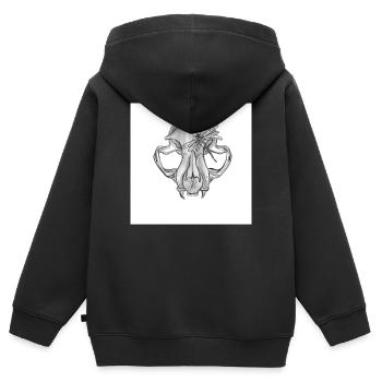 Crâne Libellule Monochrome - Sweat Premium à capuche zippé enfant bio - noir - Dos - AI Model Kid Male (0cm)