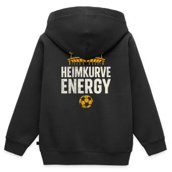 Heimkurve Energy – Fußballfan Design - Kinder Premium Organic Zip Hoodie - Schwarz - Hinten - AI Model Kid Male (0cm)