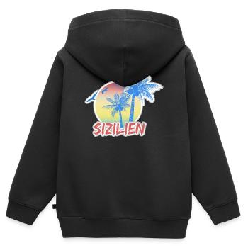 Sizilien als Urlaub - Kinder Premium Organic Zip Hoodie - Schwarz - Hinten - AI Model Kid Male (0cm)