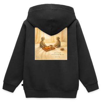 Morning Peace Frühstückstablett - Kinder Premium Organic Zip Hoodie - Schwarz - Hinten - AI Model Kid Male (0cm)