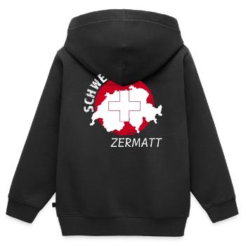 Zermatt - Kinder Premium Organic Zip Hoodie - Schwarz - Hinten - AI Model Kid Male (0cm)