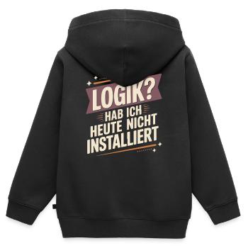 LOGIQUE? Je ne l’ai pas installé aujourd’hui - Sweat Premium à capuche zippé enfant bio - noir - Dos - AI Model Kid Male (0cm)