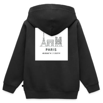 Paris Linienkunst Silhouette Wahrzeichen - Kinder Premium Organic Zip Hoodie - Schwarz - Hinten - AI Model Kid Male (0cm)