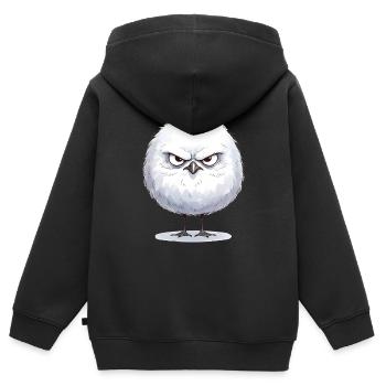 Grimmige runde Möwe  - Kinder Premium Organic Zip Hoodie - Schwarz - Hinten - AI Model Kid Male (0cm)
