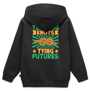 Girl Scout Leader Teaching Knots Scout - Kinder Premium Organic Zip Hoodie - Schwarz - Hinten - AI Model Kid Male (0cm)