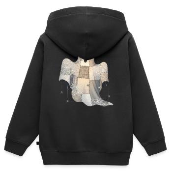 Patchwork Geist mit Spinnennetzen - Kinder Premium Organic Zip Hoodie - Schwarz - Hinten - AI Model Kid Male (0cm)