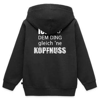 I'll give the thing a headbutt right away - Kids Premium Organic Zip-up Hoodie - black - Back - AI Model Kid Male (0cm)