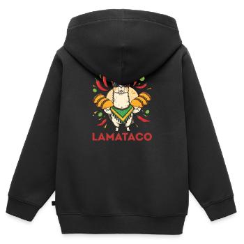 LamaTaco Fiesta Llama - Kinder Premium Organic Zip Hoodie - Schwarz - Hinten - AI Model Kid Male (0cm)