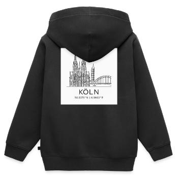 Köln Linienkunst Silhouette Wahrzeichen - Kinder Premium Organic Zip Hoodie - Schwarz - Hinten - AI Model Kid Male (0cm)
